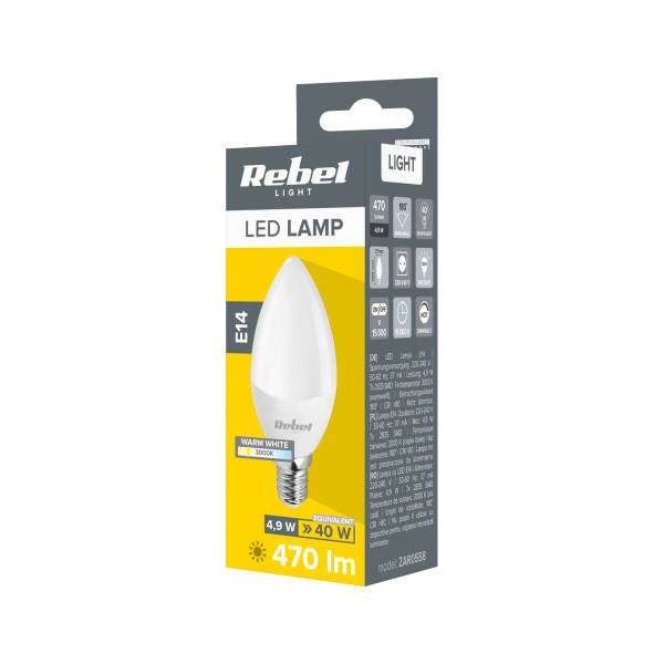 Lampa Led Rebel świeca 5W E14 3000K, 230V