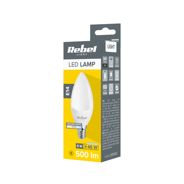 Lampa LED Rebel świeca 6W, E14, 4000K, 230V