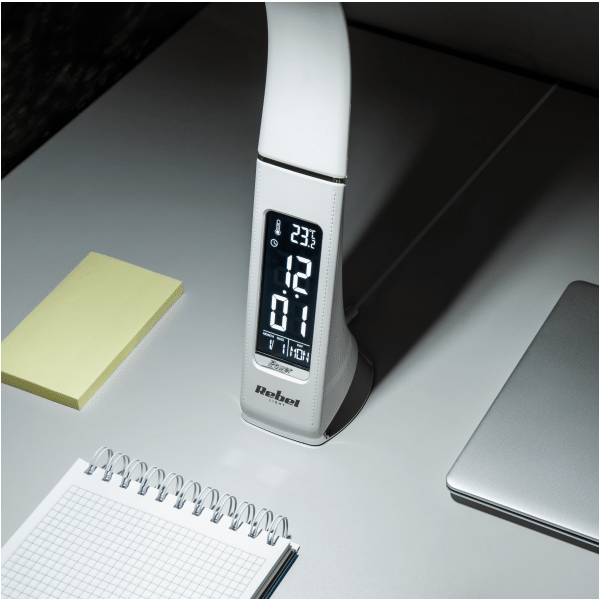 Lampka REBEL Led na biurko (zegar, datownik, temperatura)