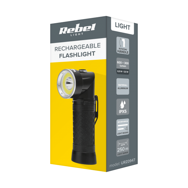 Latarka LED z ruchomą głowicą Rebel