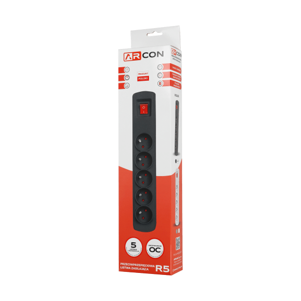 Listwa zasilająca R5 5g 1.5m czarna ARcon