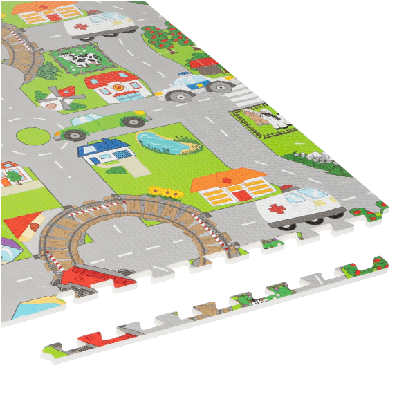 Mata edukacyjna dla dzieci, puzzle 120 x 120 cm, samochody