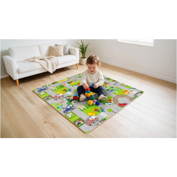 Mata edukacyjna dla dzieci, puzzle 120 x 120 cm, samochody