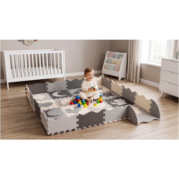 Mata edukacyjna dla dzieci, puzzle 150 x 150 cm z ramką