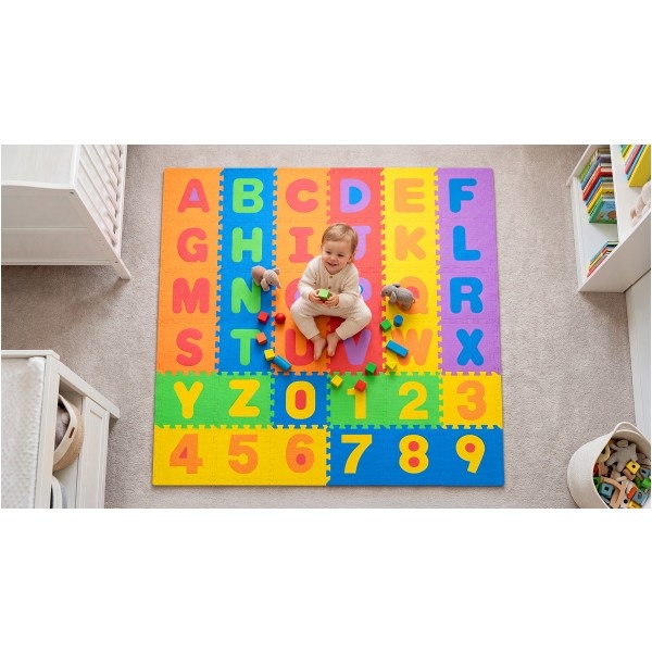 Mata edukacyjna dla dzieci, puzzle 180 x 180 cm, alfabet