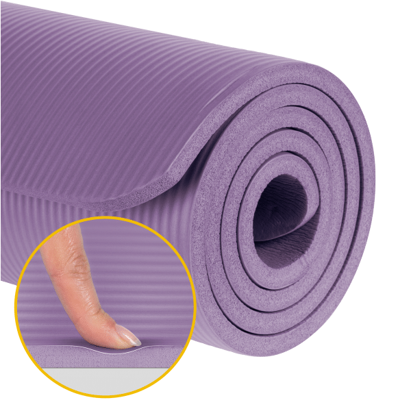 Mata gimnastyczna do ćwiczeń joga, pilates, fitness, 183x61cm, grubość 1.5cm, materiał NBR, fioletowa, REBEL ACTIVE
