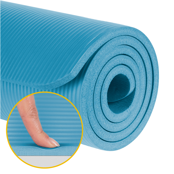 Mata gimnastyczna do ćwiczeń joga, pilates, fitness, 183x61cm, grubość 1.5cm, materiał NBR, niebieska, REBEL ACTIVE