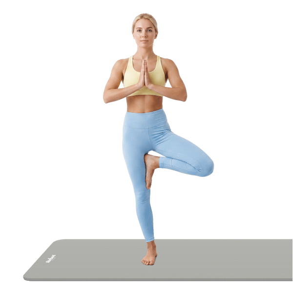Mata gimnastyczna do ćwiczeń joga, pilates, fitness, 183x61cm, grubość 1.5cm, materiał NBR, szara, REBEL ACTIVE