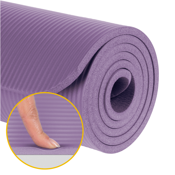 Mata gimnastyczna do ćwiczeń joga, pilates, fitness, 183x61cm, grubość 1cm, materiał NBR, fioletowa, REBEL ACTIVE
