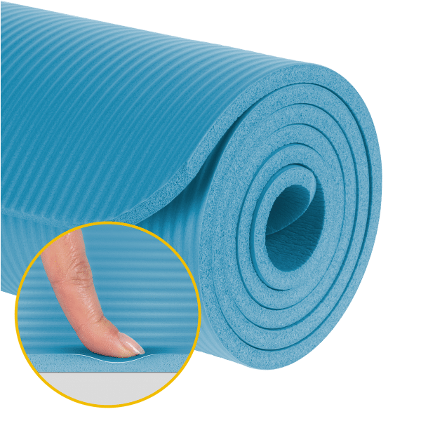Mata gimnastyczna do ćwiczeń joga, pilates, fitness, 183x61cm, grubość 1cm, materiał NBR, niebieska, REBEL ACTIVE