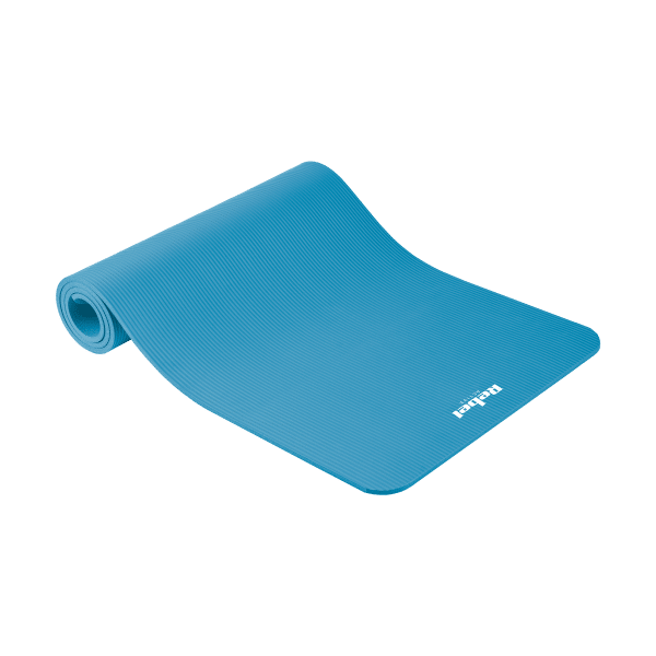 Mata gimnastyczna do ćwiczeń joga, pilates, fitness, 183x61cm, grubość 1cm, materiał NBR, niebieska, REBEL ACTIVE
