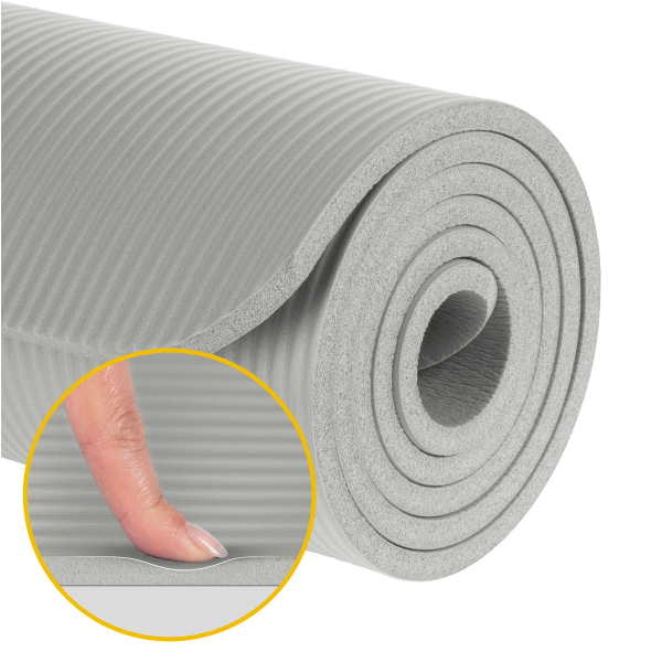Mata gimnastyczna do ćwiczeń joga, pilates, fitness, 183x61cm, grubość 1cm, materiał NBR, szara, REBEL ACTIVE