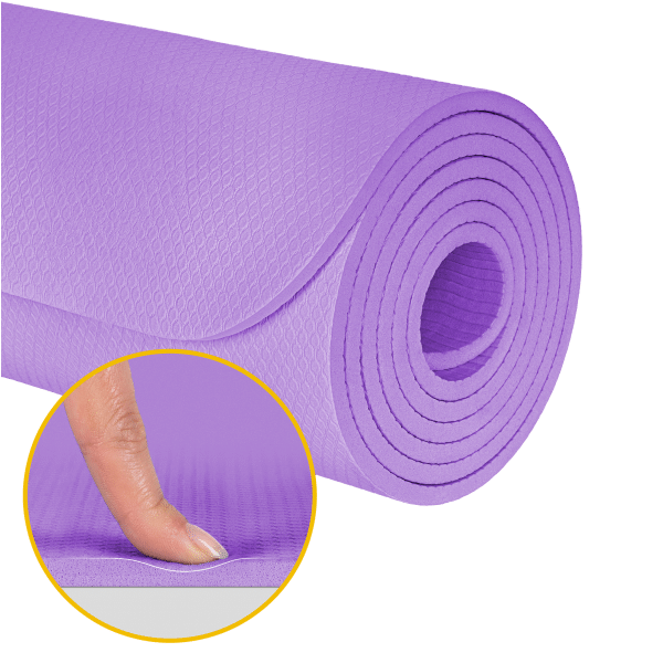 Mata gimnastyczna do ćwiczeń joga, pilates, fitness, 183x61cm, grubość 1cm, materiał TPE, fioletowa, REBEL ACTIVE