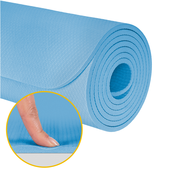 Mata gimnastyczna do ćwiczeń joga, pilates, fitness, 183x61cm, grubość 1cm, materiał TPE, niebieska, REBEL ACTIVE