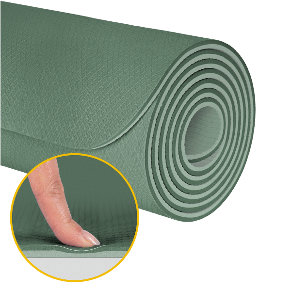 Mata gimnastyczna do ćwiczeń joga, pilates, fitness, 183x61cm, grubość 1cm, materiał TPE, zielona, REBEL ACTIVE