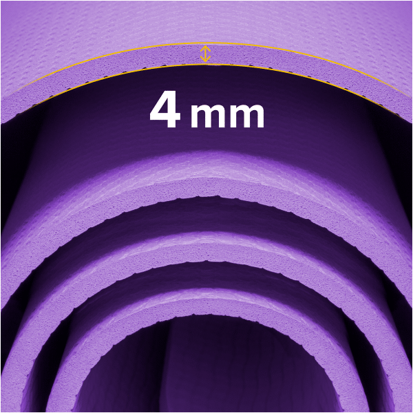 Mata gimnastyczna do ćwiczeń joga, pilates, fitness, 183x61cm, grubość 4mm, materiał TPE, fioletowa, REBEL ACTIVE