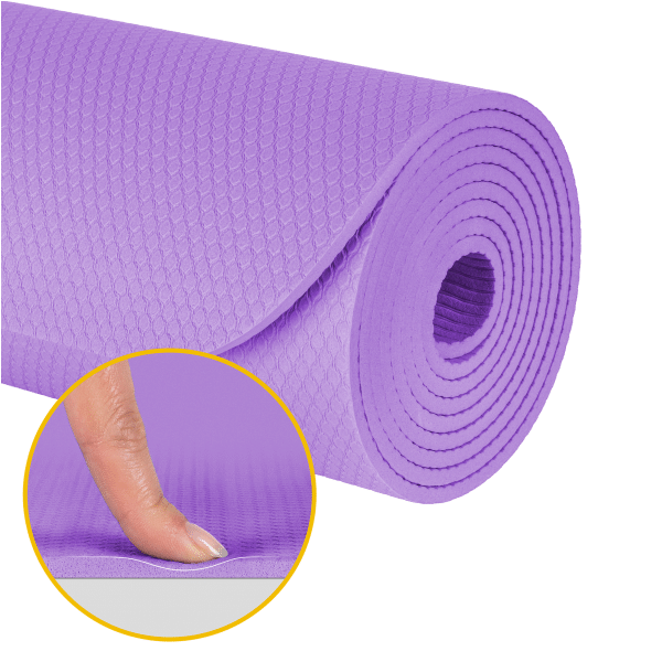 Mata gimnastyczna do ćwiczeń joga, pilates, fitness, 183x61cm, grubość 4mm, materiał TPE, fioletowa, REBEL ACTIVE