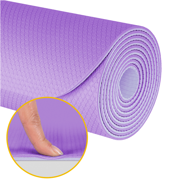 Mata gimnastyczna do ćwiczeń joga, pilates, fitness, 183x61cm, grubość 4mm, materiał TPE, fioletowa, REBEL ACTIVE