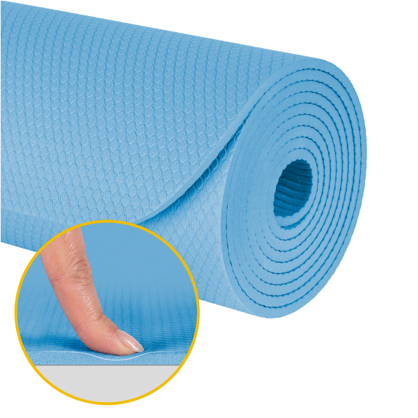 Mata gimnastyczna do ćwiczeń joga, pilates, fitness, 183x61cm, grubość 4mm, materiał TPE, niebieska, REBEL ACTIVE