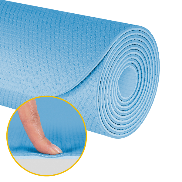 Mata gimnastyczna do ćwiczeń joga, pilates, fitness, 183x61cm, grubość 4mm, materiał TPE, niebieska, REBEL ACTIVE