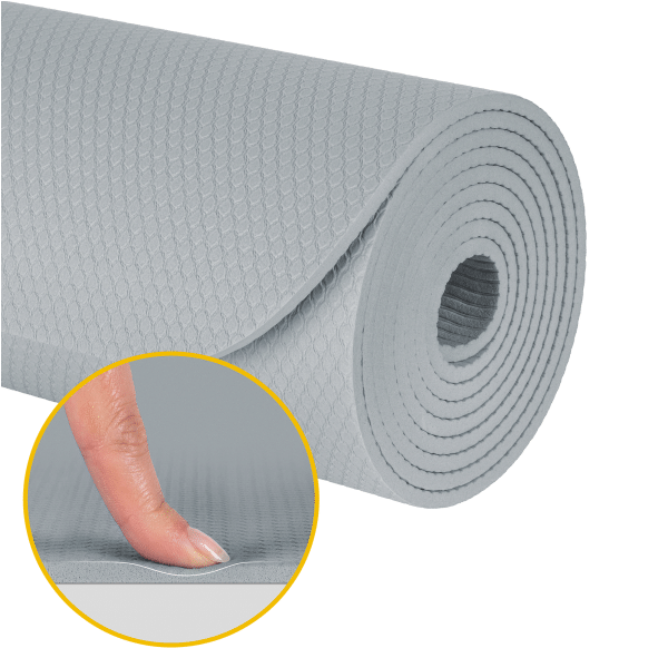 Mata gimnastyczna do ćwiczeń joga, pilates, fitness, 183x61cm, grubość 4mm, materiał TPE, szara, REBEL ACTIVE