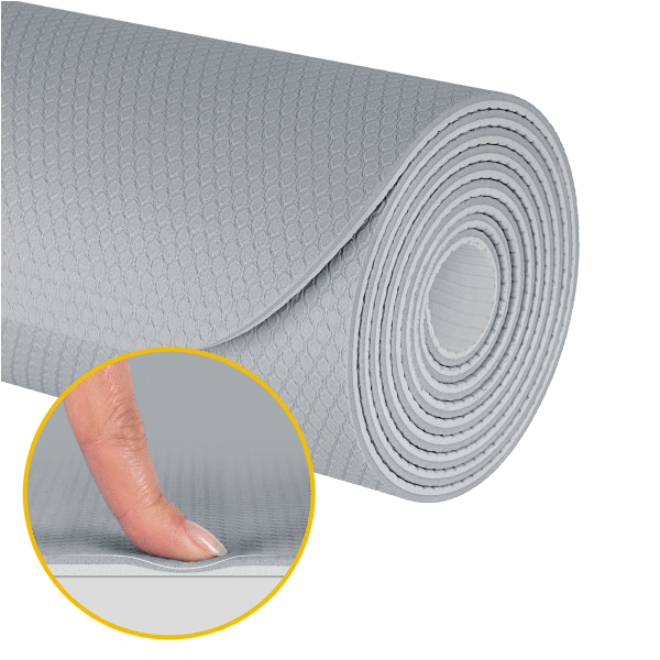 Mata gimnastyczna do ćwiczeń joga, pilates, fitness, 183x61cm, grubość 4mm, materiał TPE, szara, REBEL ACTIVE
