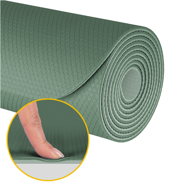 Mata gimnastyczna do ćwiczeń joga, pilates, fitness, 183x61cm, grubość 4mm, materiał TPE, zielona, REBEL ACTIVE