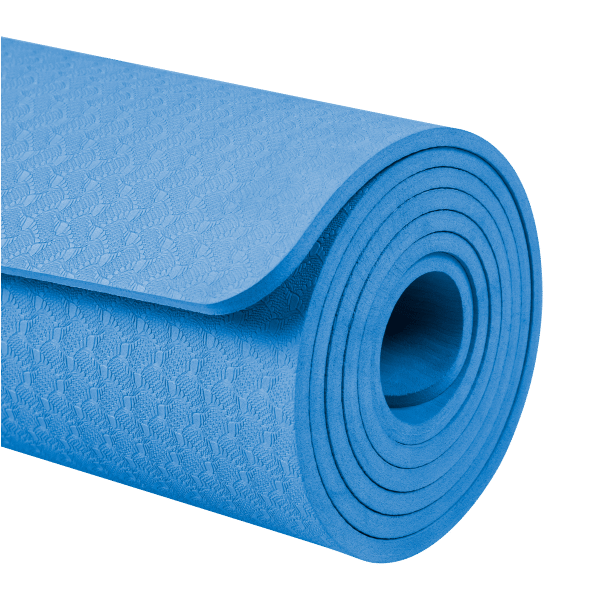 Mata gimnastyczna do ćwiczeń joga, pilates, fitness, 183x61cm, grubość 6mm, materiał TPE, niebieska, REBEL ACTIVE