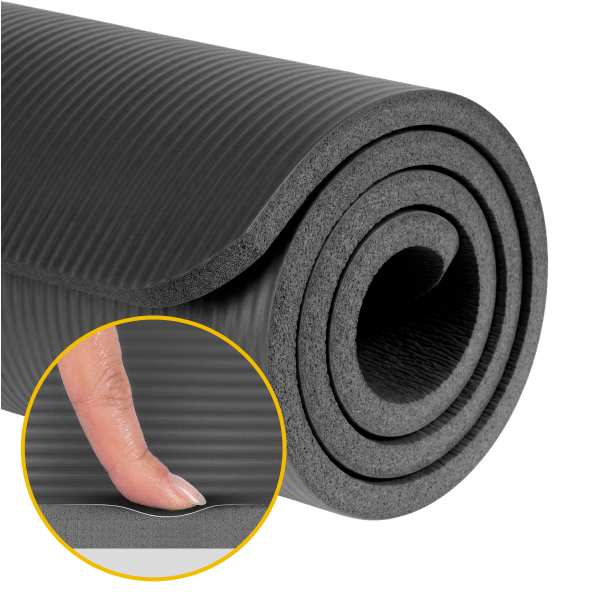 Mata gimnastyczna do ćwiczeń joga, pilates, fitness, 190x115cm, grubość 2cm, materiał NBR, czarna, REBEL ACTIVE