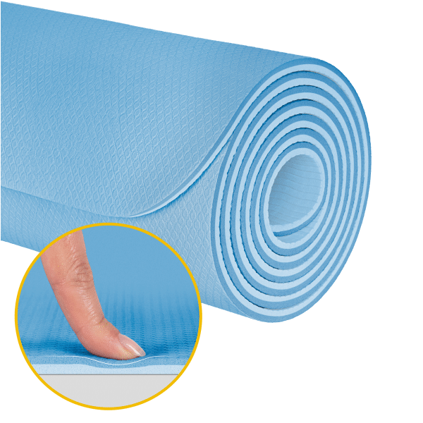 Mata gimnastyczna do ćwiczeń joga, pilates, fitness, 200x90cm, grubość 1cm, materiał TPE, niebieska, REBEL ACTIVE