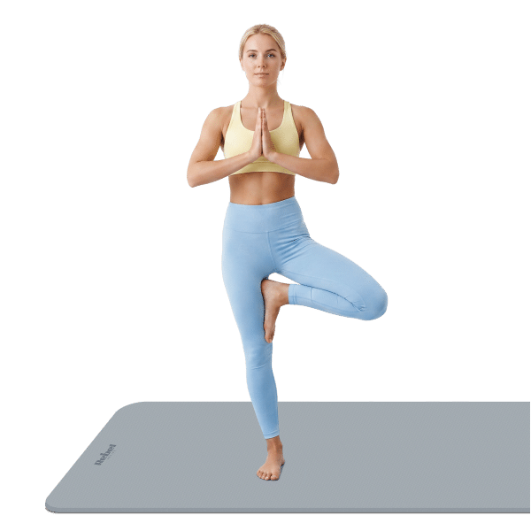 Mata gimnastyczna do ćwiczeń joga, pilates, fitness, 200x90cm, grubość 1cm, materiał TPE, szara, REBEL ACTIVE