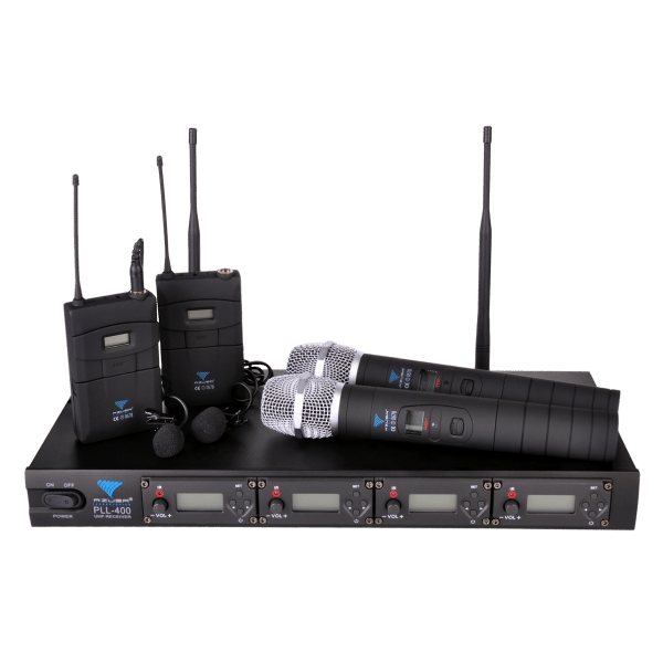 Mikrofon PLL-400 UHF 4 kanały (2 do ręki+2 na klip)