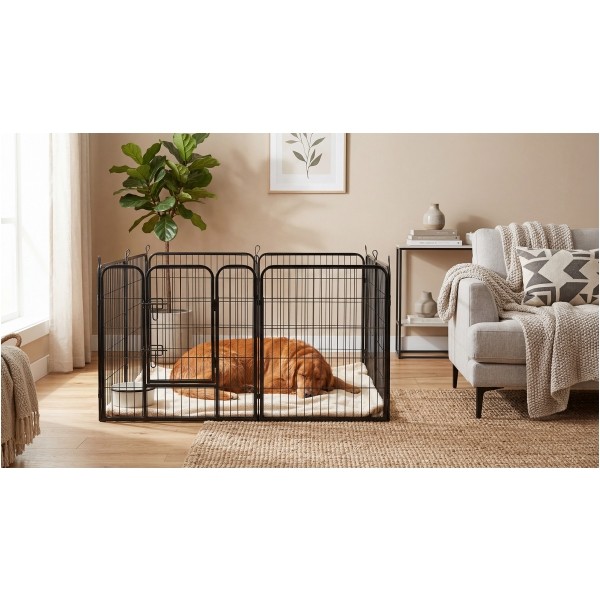 Modułowy kojec dla psa, stalowa zagroda, rozmiar L, 8 paneli 80x80 cm , REBEL ANIMALS