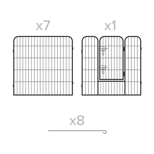 Modułowy kojec dla psa, stalowa zagroda, rozmiar L, 8 paneli 80x80 cm , REBEL ANIMALS