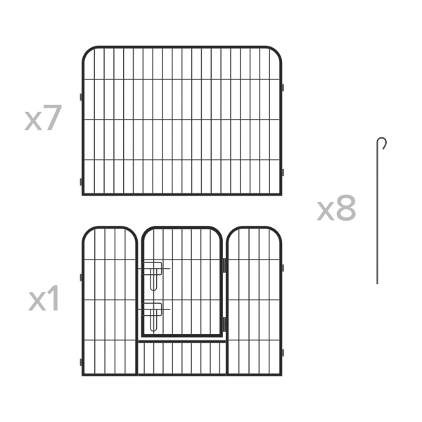 Modułowy kojec dla psa, stalowa zagroda, rozmiar S, 8 paneli 80x60 cm , REBEL ANIMALS