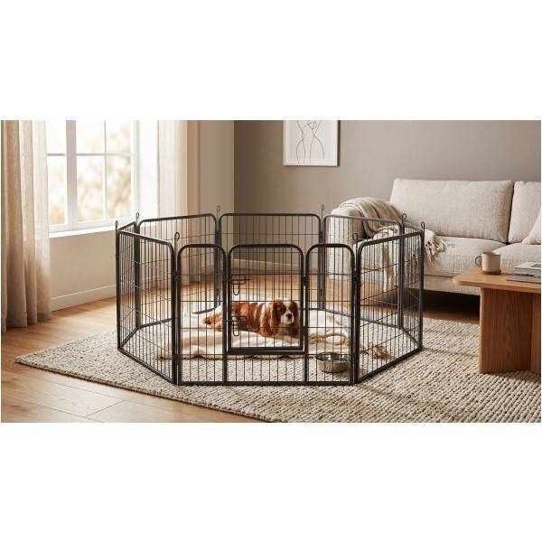 Modułowy kojec dla psa, stalowa zagroda, rozmiar S, 8 paneli 80x60 cm , REBEL ANIMALS