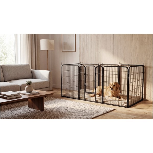 Modułowy kojec dla psa, stalowa zagroda, rozmiar XL, 8 paneli 80x100 cm , REBEL ANIMALS