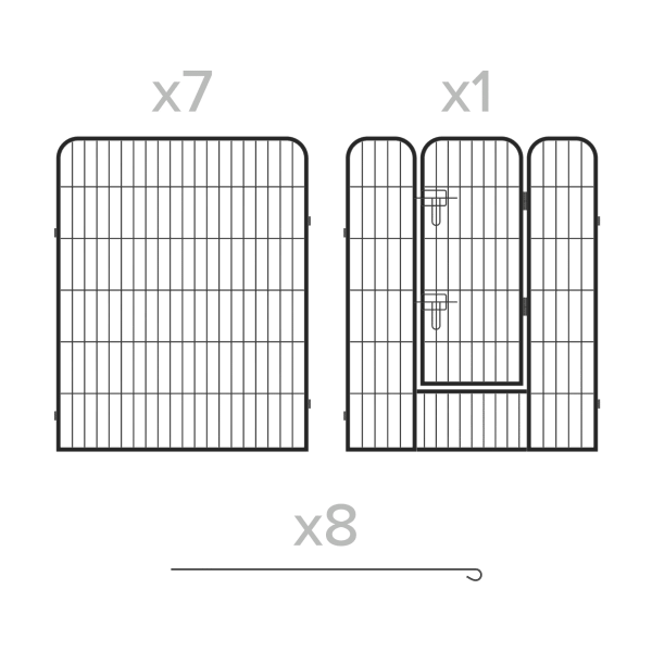 Modułowy kojec dla psa, stalowa zagroda, rozmiar XL, 8 paneli 80x100 cm , REBEL ANIMALS