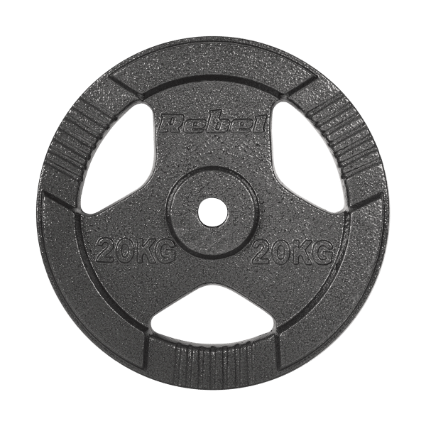 Obciążenie żeliwne 20kg, otwór 31mm, talerz z uchwytami, REBEL ACTIVE