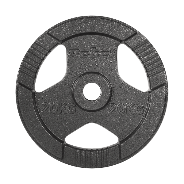 Obciążenie żeliwne olimpijskie 20kg, otwór 51mm, talerz z uchwytami, REBEL ACTIVE