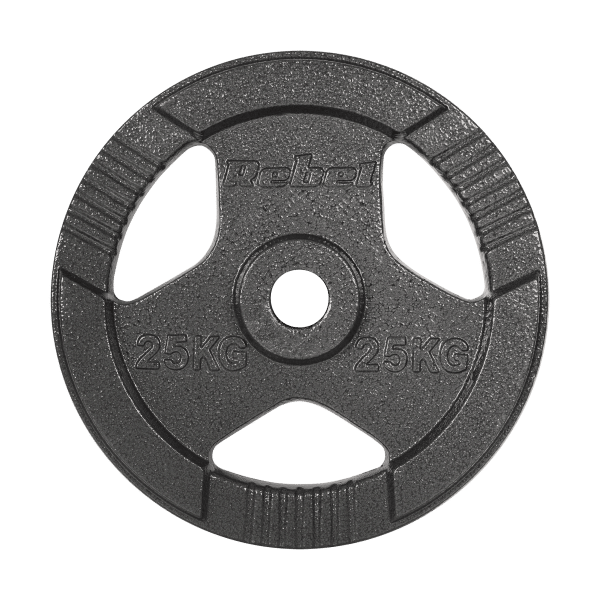 Obciążenie żeliwne olimpijskie 25kg, otwór 51mm, talerz z uchwytami, REBEL ACTIVE