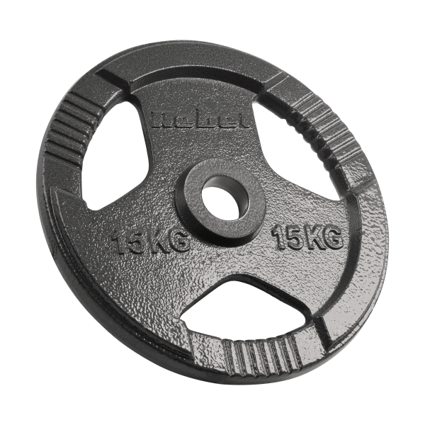 Obciążenie żeliwne olimpijskie zestaw 2x15kg, otwór 51mm, talerz z uchwytami, REBEL ACTIVE