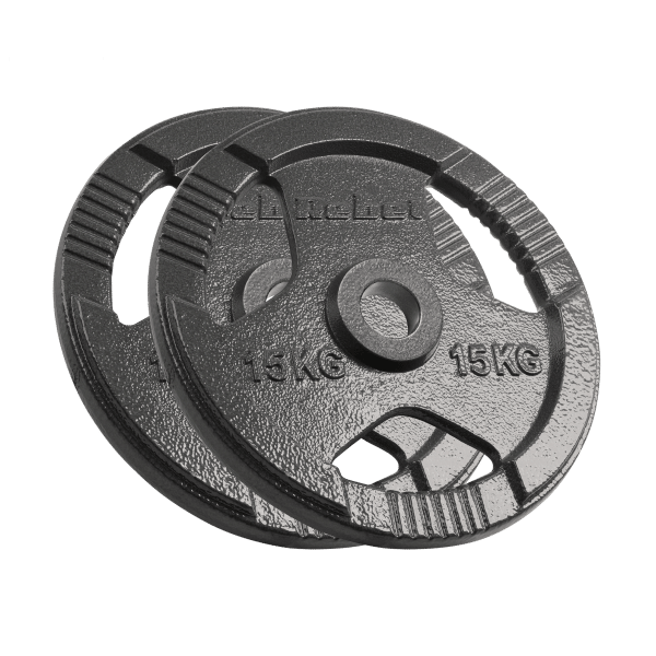 Obciążenie żeliwne olimpijskie zestaw 2x15kg, otwór 51mm, talerz z uchwytami, REBEL ACTIVE