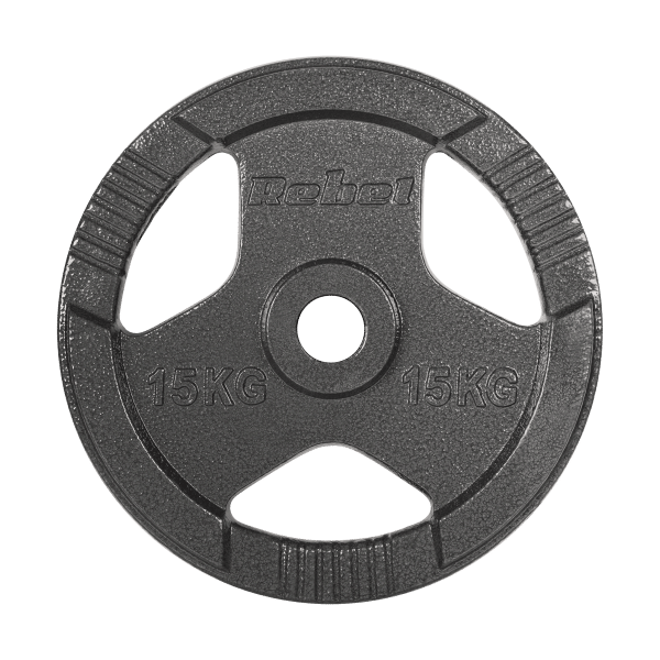 Obciążenie żeliwne olimpijskie zestaw 2x15kg, otwór 51mm, talerz z uchwytami, REBEL ACTIVE