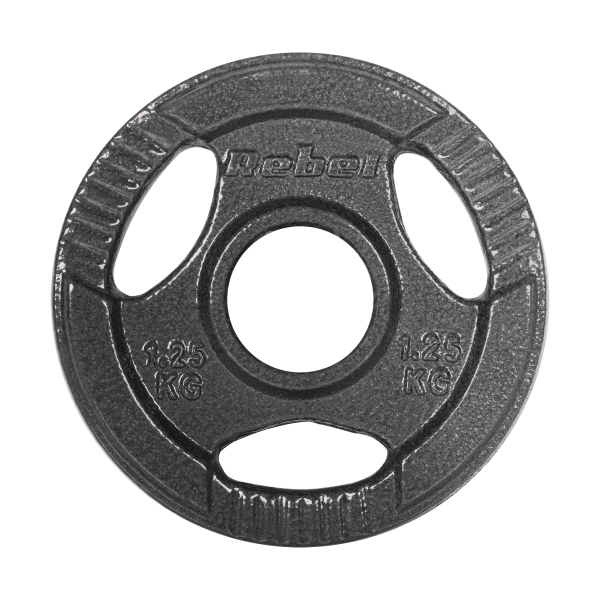 Obciążenie żeliwne olimpijskie zestaw 4x1.25kg, otwór 51mm, talerz z uchwytami, REBEL ACTIVE
