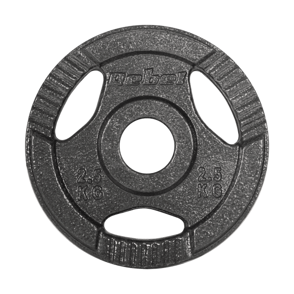Obciążenie żeliwne olimpijskie zestaw 4x2.5kg, otwór 51mm, talerz z uchwytami, REBEL ACTIVE