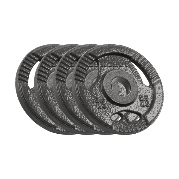 Obciążenie żeliwne olimpijskie zestaw 4x2.5kg, otwór 51mm, talerz z uchwytami, REBEL ACTIVE