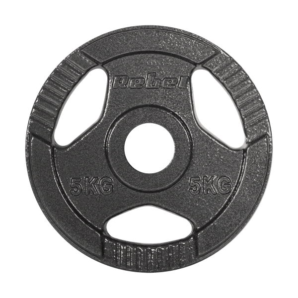 Obciążenie żeliwne olimpijskie zestaw 4x5kg, otwór 51mm, talerz z uchwytami, REBEL ACTIVE