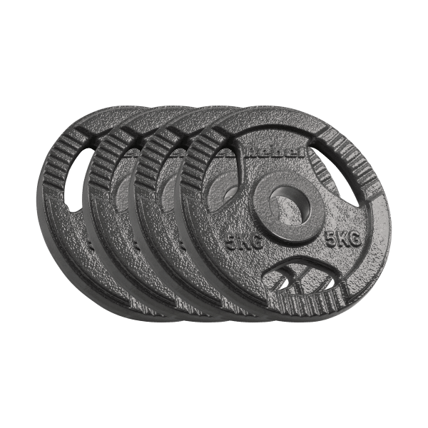 Obciążenie żeliwne olimpijskie zestaw 4x5kg, otwór 51mm, talerz z uchwytami, REBEL ACTIVE