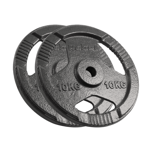 Obciążenie żeliwne zestaw 2x10kg, otwór 31mm, talerz z uchwytami, REBEL ACTIVE